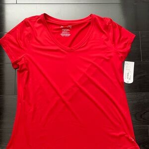 Red V-Neck Women's Top
